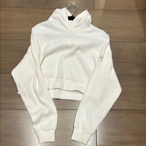 Cozy Alo White Ribbed Hoodie